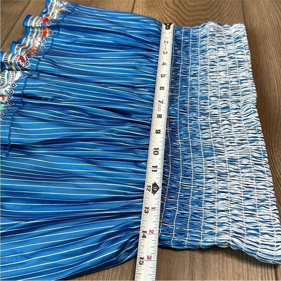 Lucky In Love 14” Paradise Smocked High Waist Blue‎ Print Tennis Skirt Size M - Picture 8 of 10